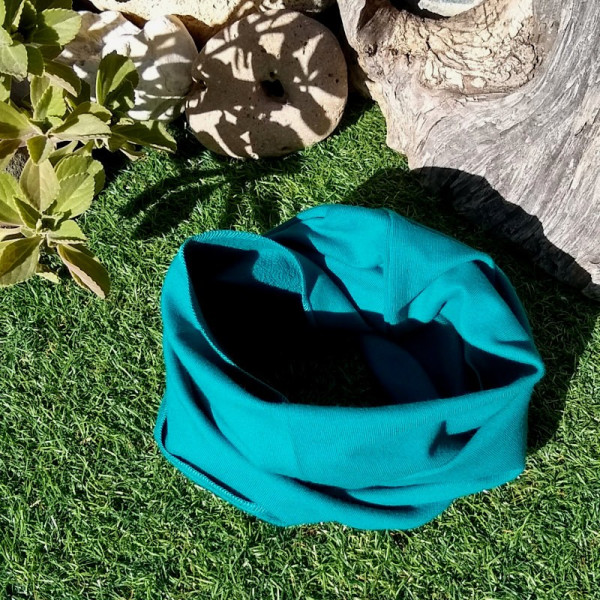 Cuello simple de algodón orgánico Azul-Verdoso