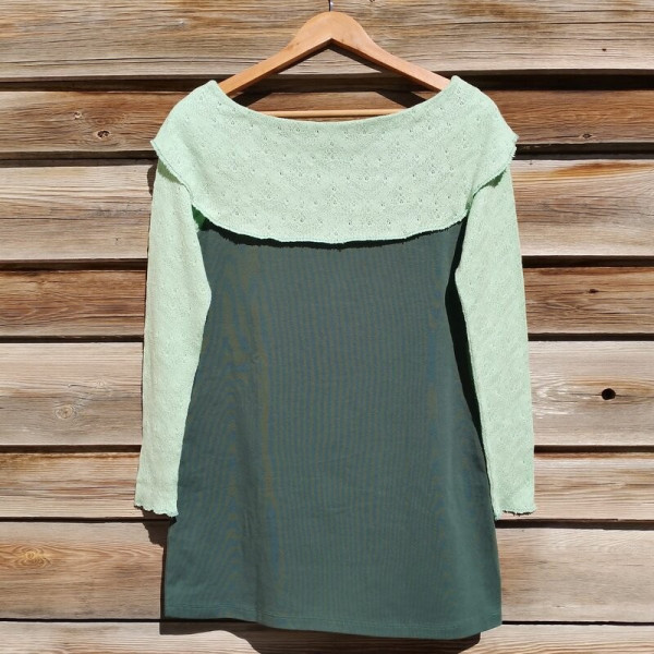 Camiseta-vestido ganchillo Verde-Menta