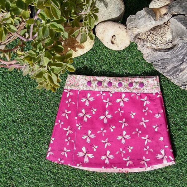Falda ecológica reversible Mariposas-Florecillas Rosas
