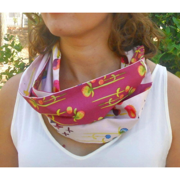 Pañuelo ecológico mujer Flores Magenta