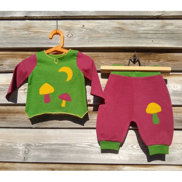 Conjunto ecológico Setas y Luna Verde-Granate