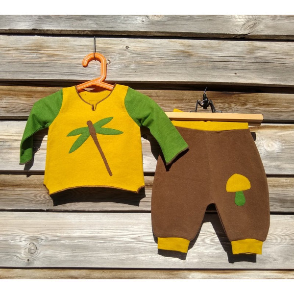 Conjunto ecológico Libélula Mostaza-Marrón