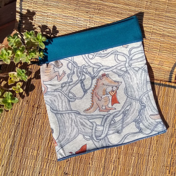 Cuello reversible de algodón orgánico Cocodrilos