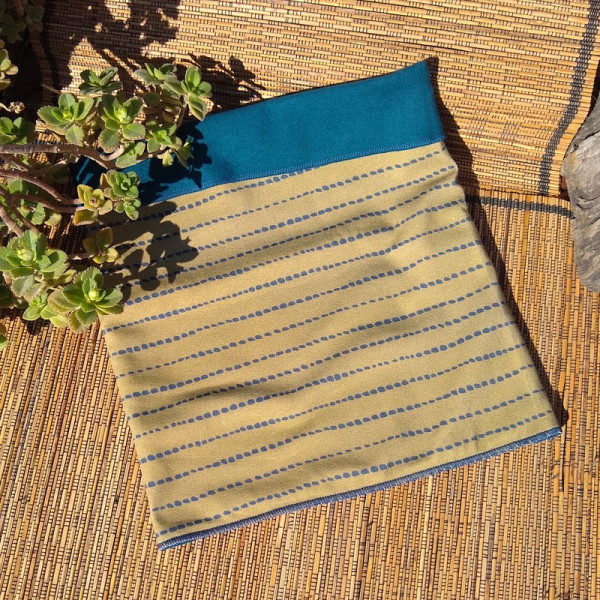 Cuello reversible de algodón orgánico rayas verde-azul