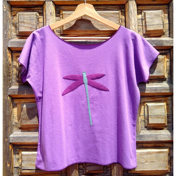 Camiseta ecológica mujer Libélula Malva